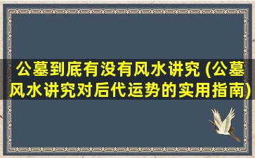 公墓到底有没有风水讲究 (公墓风水讲究对后代运势的实用指南)